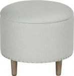 Cortesi Home HOSTA 48 cm Round Linen Storage Stool, Beige