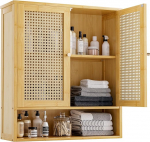 vovala Vannitoa seinakapp, bambusest &uuml;le tualettruumi hoidmise korraldaja 2 rotangist uksega ja reguleeritava riiuliga, ruumi s&auml;&auml;stev meditsiinikapp pesuruumi, k&ouml;&ouml;ki, elutuppa (naturaalne)