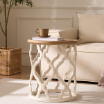 Cagnolier &uuml;mmargune kohvilaud, puidust k&uuml;ljelaud koos auklike lauajalgadega, moodne kohvilaud k&otilde;rgendatud servadega elutuppa, magamistuppa, elutoa lauale, diivanilauale, l&auml;bim&otilde;&otilde;t 45 x 52 cm.