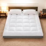 ProHome 10cm ekstra paks hotellikvaliteediga mikrokiuga t&auml;idetud madratsitopper Box Stitch 4 elastset rihma h&uuml;poallergeenne pehme ja kindel voodipadi 120 x 190 x 10 cm