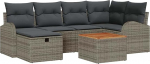 Rantry 7-teiliges Garten Sofa Set mit Kissen Grau Poly Rattan Gartenlounge Model3359510