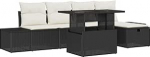 6-teiliges Garten-Sofa-Set mit Kissen Schwarz Poly-Rattan Gartenlounge Model3359864