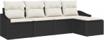 5-teiliges Garten Sofa Set mit Kissen Schwarz Poly Rattan Gartenlounge Model3346677