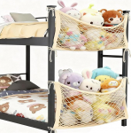 Cuddly Toy Storage Net, voodipoolne pehmete m&auml;nguasjade hoiuv&otilde;rk koos kinnitusn&ouml;&ouml;riga, Cuddly Toy Net riputamiseks, pluusist m&auml;nguasjade korraldaja, riputamine, lastetoa kaunistus (beež, 2)