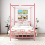 ARFARLY Canopy voodiraam Kahekorruseline voodi metallist voodiraam Lamellistega raam magamistoam&ouml;&ouml;bel Kahekorruseline voodi roosa 120 x 200 cm