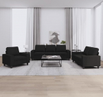 ShGaxin 3-TLG. Sofagarnitur Schwarz Stoff, Loungesofa, Diivanid ja diivanid, Relaxsofa, Couch f&uuml;r Wohnzimmer, 3201870