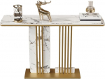 Generisch Schmaler Goldener Konsolentisch mit Stauraum - Moderner Beistelltisch f&uuml;r Wohnzimmer und Flur, abgerundete Ecken, mehrfarbiges Design (120x30x80cm)