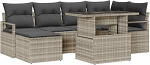 Rantry 7-teiliges Garten Sofa Set mit Kissen Hellgrau Poly Rattan Gartenlounge Model3348858
