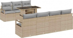 Rantry 8-teiliges Garten-Sofa-Set mit Kissen Beige Poly-Rattan Gartenlounge Model3357503