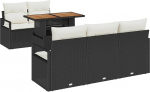 Rantry 6-teiliges Garten-Sofa-Set mit Kissen Schwarz Poly-Rattan Gartenlounge Model3358385