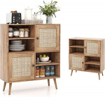 KOMFOTTEU K&uuml;ljepaneel 2 uksega rottingist, buffet k&uuml;ljekapp, puit, sahtlikapp, avatud riiuliga hoiukapp, k&ouml;&ouml;gikapp, seisev kapp, 80 x 29,5 x 97 cm.