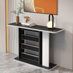 Bauernhaus-Konsolentisch f&uuml;r den Eingangsbereich - Stabiler, schmaler Foyertisch mit Stauraum, perfekt f&uuml;r kleine R&auml;ume, Wohnzimmer, Flur, Eingang (schwarz, 120 cm)