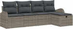 5-teilige Garten Sofa Set mit Kissen Grau Poly Rattan, 2-Sitzer Garten Sofa mit Stauraum und Kissen Grau Poly Rattan Gartenlounge Model3360390