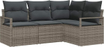 4-teiliges Garten Diivan Set mit Kissen Grau Poly Rattan, 2-Sitzer Garten Sofa mit Kissen Grau Poly Rattan Gartenlounge Model3346359