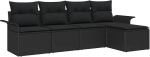 5 osaliges Garten Sofa Set mit Kissen Schwarz Poly Rattan Gartenlounge Model3345323
