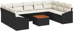 Modulares Gartensofa-Set aus Poly-Rattan mit Akazienholz, schwarz - f&uuml;r Garten, Terrasse und gro&szlig;e H&ouml;fe Model3347873