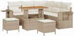 Gartensofa-Set mit Kissen 8 tk Beige Poly-Rattan Gartenm&ouml;bel Model3361746