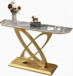 Konsolentisch, Sofatisch, schmaler Eingangstisch, Langer Couchtisch, moderner Akzenttisch, Flurtisch aus Schiefer, Foyertisch f&uuml;r Eingang, Wohnzimmer (Gold-A, 59 Zoll/150 cm)