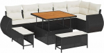 Gartensofa-Set mit Kissen 9 tk Schwarz und Creme Poly Rattan Gartenm&ouml;bel Model3363835