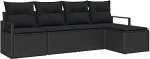 5-teiliges Garten Sofa Set mit Kissen Schwarz Poly Rattan, 2-Sitzer Garten Sofa mit Kissen Schwarz Poly Rattan Gartenlounge Model3346343