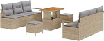 Gartensofa-Set mit Kissen 9 tk Beige Poly-Rattan Gartenm&ouml;bel Model3362482
