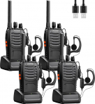 Baofeng Walkie Talkies kahesuunalised raadioside PMR446 Radio Professional 16 kanaliga intercom raadiovastuv&otilde;tja saatja ja vastuv&otilde;tja seade sisaldab akut, peakomplekti ja USB-laadimisjaama (4 tk)