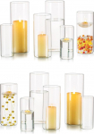 Candle Jars Glass Cylinder for Candles Lantern Glass: Set of 12 Large Glass Vase Cylinder for Table Decoration Wedding Christmas - Glasses for Candles Glass Cylinder with Base