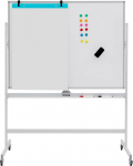 COSTWAY Double Sided Mobile Whiteboard, 120 x 90 cm, Height Adjustable Magnetic Whiteboard with Wheels & Stand, Rolling Whiteboard Including Accessories for Classroom, Office, Home