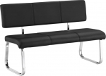 IDIMEX Vilas Dining Room Bench, Three-Seater, Black Faux Leather Dining Bench for Kitchen, Chrome-Plated Metal Frame, Bench for Dining Room with Backrest Comfortable Padded