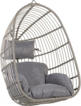 Casoli Modern Rattan Hanging Basket Chair without Frame Including Cushion Grey