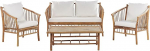 Maggiore Lounge Set of 4 Bamboo Wood Light Brown with Cushions Rustic White