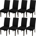 JQinHome Chair Covers for Dining Room Chairs, 8 Pieces High Stretch Chair Covers Removable Washable Seat Protector for Home Party Hotel Wedding Ceremony (Black)