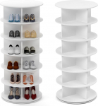 PTUWODS p&ouml;&ouml;rlev kingakapp, p&ouml;&ouml;rlev 360 kraadi kingakappide ladustamise &uuml;mmargune karussell vertikaalne k&auml;ekott p&ouml;&ouml;rlev kingakappide korraldus (valge, 6 tasand)