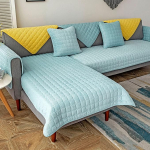 ITETONE Diivanikate 3-kohaline L-kujuline 3/2/1/4-kohaline diivanikate Diivanikate Sametist paks diivanikaitsja Libisematu p&ouml;&ouml;rdvillane tikitud nurgakate pestav pikendusdiivanile Sinine 70x90cm