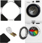 Universal-Waschtrockner-Stapelset, verstellbares Stapelset f&uuml;r Waschtrockner, 45-70 cm Waschmaschine und Trockner, stapelbares Regal mit Ratschenriemen, 4 Haken, Mini-K&uuml;hlschrankst&auml;nder