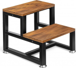 2 astmeline puidust astmetool lastele ja t&auml;iskasvanutele, tugevast puidust astmetool libisemisvastaste jalapadjadega kuni 150 kg, kasutamiseks k&ouml;&ouml;gis ja vannitoas (pruun)