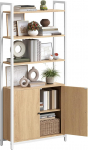 VASAGLE raamaturiiul, 6-tasandiline riiul, ustega seisev riiul, metallraam, reguleeritavad riiulid, 24 x 60 x 159,5 cm, elutuppa, magamistuppa, kuldne tammepuust mattvalge LLS133YA01