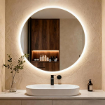 Clevich valgustusega vannitoa peegel, &uuml;mmargune 80 cm, LED-peegel 3 valgusv&auml;rviga, timmitav, karastatud klaas ja matt serv, puutetundlik l&uuml;liti, m&auml;lufunktsioon, uduvastane, valgustusega vannitoa peegel.