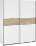 Forte WINNER Garderoob 150 Modernne riidekapp Valge l&uuml;kandustega riidekapp 2 ukseline valge / Sonoma tammepuidust dekoratiiv 150 cm lai x 190,5 cm k&otilde;rge x 61 cm s&uuml;gav