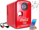 Coke Mini k&uuml;lmik magamistuppa 4L v&auml;ike k&uuml;lmik 6 kanistrit lauajahuti jahuti soojendaja sisseehitatud Bluetooth traadita k&otilde;lariga kodus laua kontoris toidu jookide jaoks (punane)