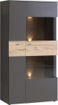 FORTE Como Highboard vitriinkapp 1 ukse ja 1 klaasuksega, komposiitpuit, sile tungstenhall kombineeritud tammeplaadiga, 90,1 x 168,1 x 41,3 cm.