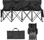 VEVOR Kaasaskantav kokkupandav pink Camping Bench Seat (4 inimest) koos k&uuml;ljetaskute ja kandekotiga, meeskonnapink koos seljatoega k&uuml;lgpink jalgpallile pesapallile telkimiseks &otilde;uealal mustana