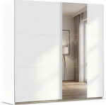 Rauch M&ouml;bel Santiago l&uuml;kanduksega riidekapp peegliga, Alpine White, 2 ust, koos lisatarvikute paketiga Classic, 4 riiulit, 2 riidehoidikut, 1 konksurpidi, (B x K x S) 218 x 210 x 59 cm, (B x H x S) 218 x 210 x 59 cm