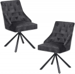 Stella Trading Johanna s&ouml;&ouml;gitoatoolide komplekt, 2 musta metallraamiga, baklažaani, mugavad sametist toolid s&ouml;&ouml;gi- ja elutuppa, 54 x 91 x 62 cm (B x K x S)