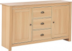 Beliani Lansin Classic Half Height Living Room Cabinet Wood Effect with 2 Doors 3 Drawers