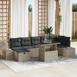 8-Teiliges Garten Sofa Set mit Kissen Hellgrau Poly Rattan Gartenlounge Model3359889