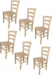 t m c s Tommychairs komplekt 6 Venezia tooli k&ouml;&ouml;gi ja s&ouml;&ouml;gitoa jaoks, vastupidav struktuur poleeritud p&ouml;&ouml;gipuidust, t&ouml;&ouml;tlemata ja 100% naturaalne, iste poleeritud puidust