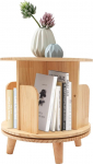 KLOOLIVE Solid Wood Rotating Bookcase Standing Shelf 1 Tier Bookcase 4 Compartments Mini Wooden Side Table