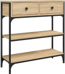 Stiilne konsoollaud puidust materjalist, &otilde;huke konsoollaud 2 sahtliga ja 2 tasandiga esikusse v&otilde;i koridori, reguleeritavad jalad (72,5 x 25 x 75 cm)