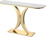 Generisch Moderner Konsolentisch in Marmoroptik f&uuml;r das Wohnzimmer, 100 x 30 cm, stilvoller, schmaler Beistelltisch mit runden Metallbeinen, eleganter Flurtisch f&uuml;r hinter dem Sofa - wei&szlig;e Ausf&uuml;hrung